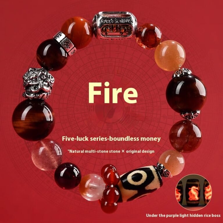 Five elements fire natural crystal agate bracelet