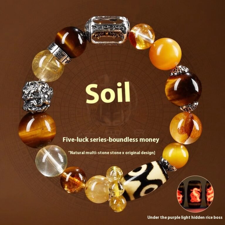 Five elements supplement soil natural crystal multi-treasure God of Wealth bracelet